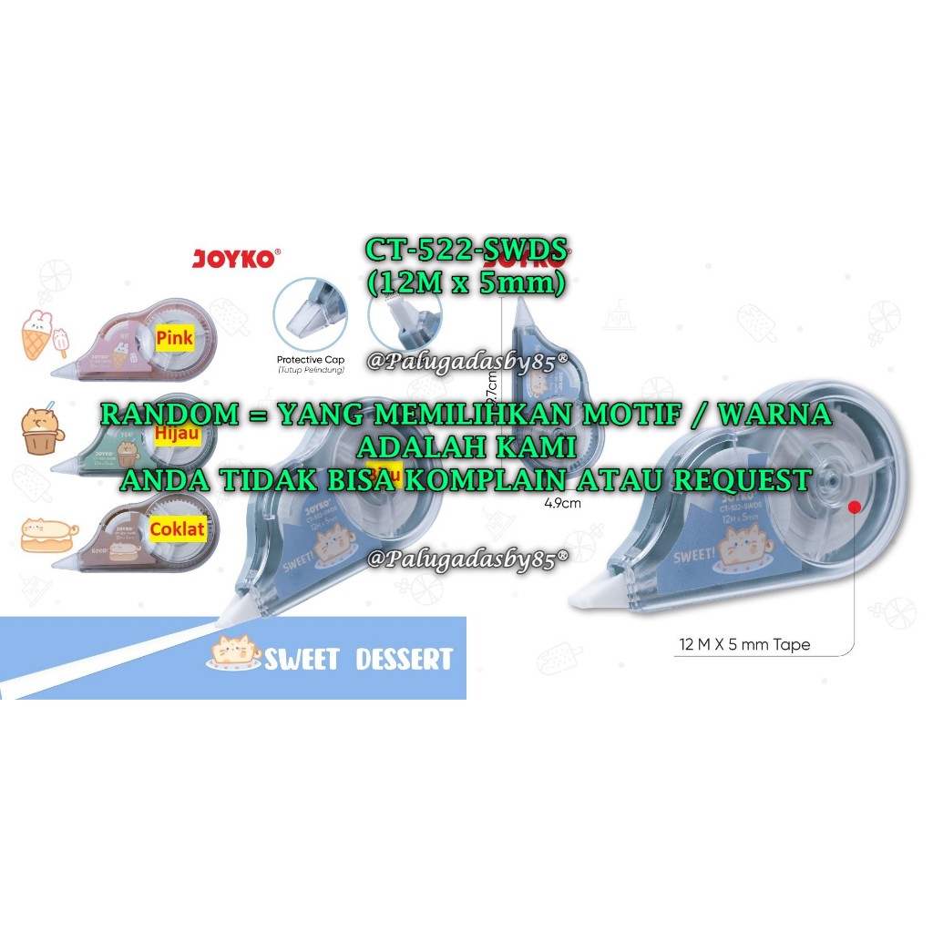 

(1 Biji) GROSIR Correction Tape Joyko CT-522-SWDS (12 M x 5 mm) / Correction Tape Joyko CT-522
