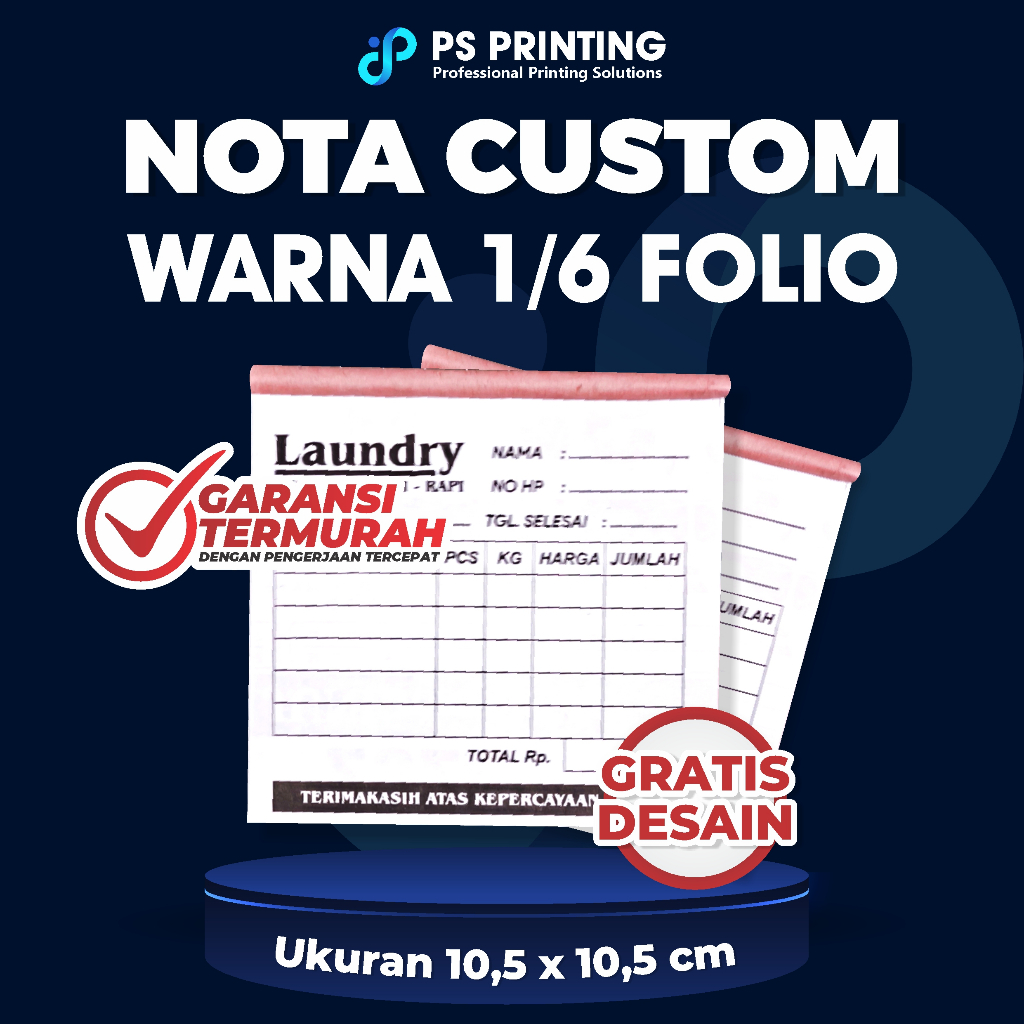 

NOTA 1/6 FOLIO SATUAN WARNA CUSTOM BISNIS | OLSHOP | USAHA FREE DESAIN