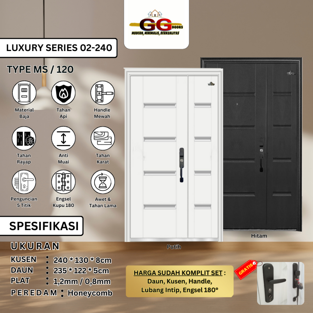 Pintu Baja GG-LUXURY MS 240x130cm