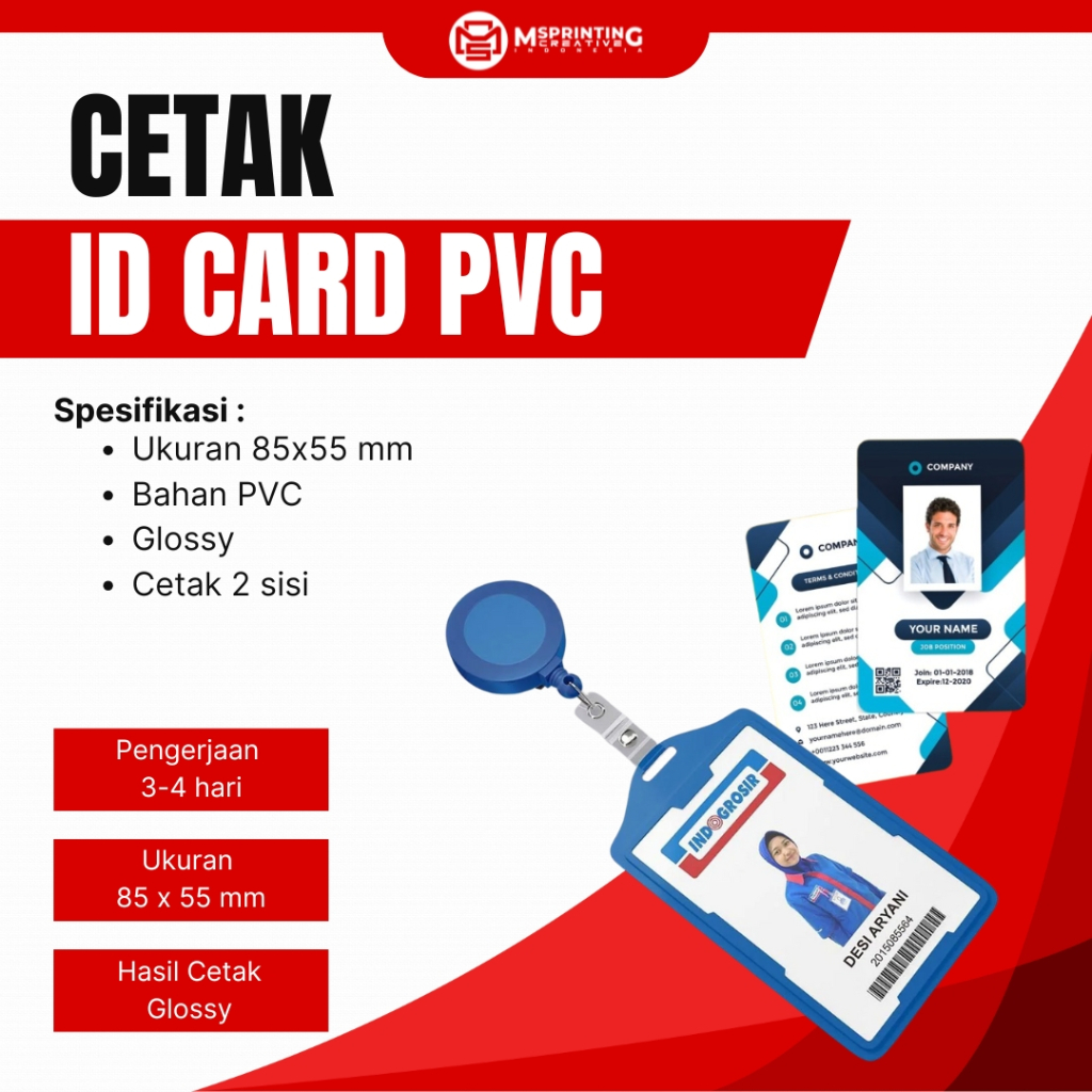 

GROSIR CETAK ID CARD CUSTOM MURAH — PVC GLOSSY | 85 x 55 MM