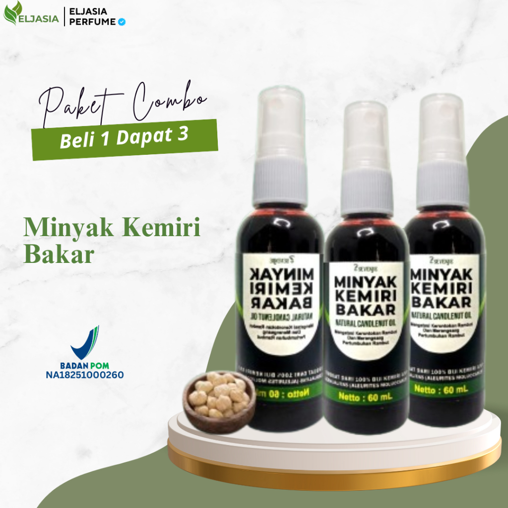 BELI 1 DAPAT 3 BOTOL - Minyak Kemiri Bakar Spray Penumbuh Rambut - 60ml