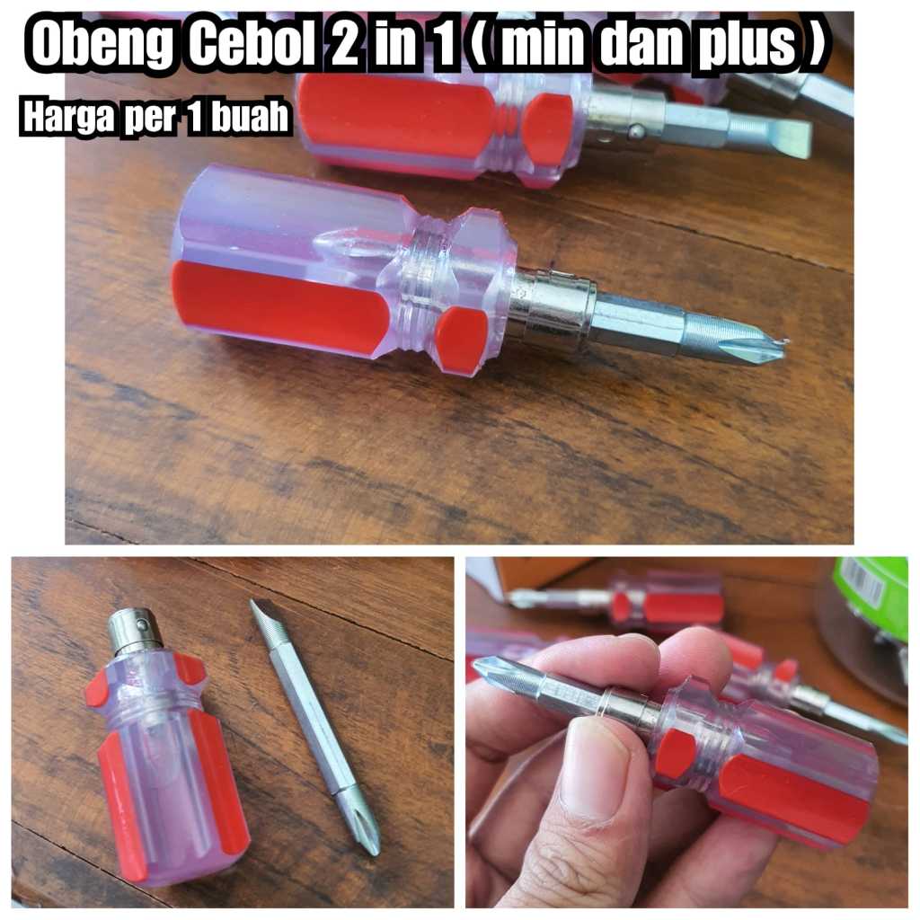 Obeng cebol 2 in 1 min dan plus obeng pendek obeng min dan obeng plus pendek
