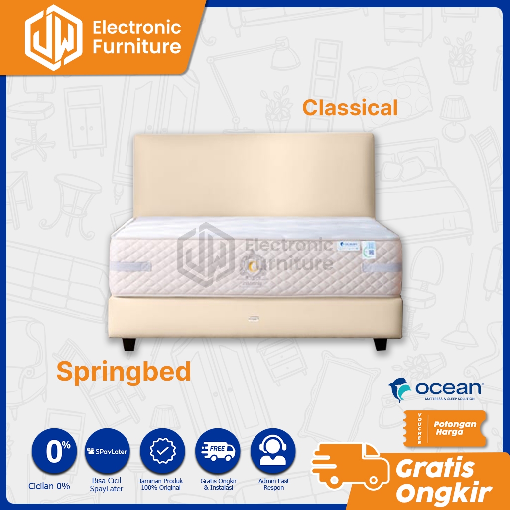 JW - SPRINGBED OCEAN / KASUR 180X200 / SET SPRINGBED / TEMPAT TIDUR / RANJANG - PONTIANAK
