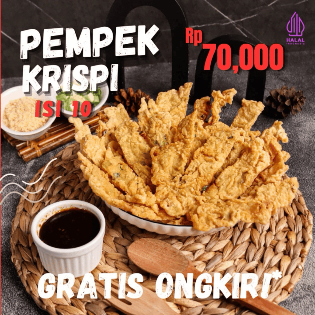 

Pempek AA - Kulit Krispi Ikan Tenggiri 10 Pcs + Cuko Pempek Asli Palembang / Empek Empek Palembang