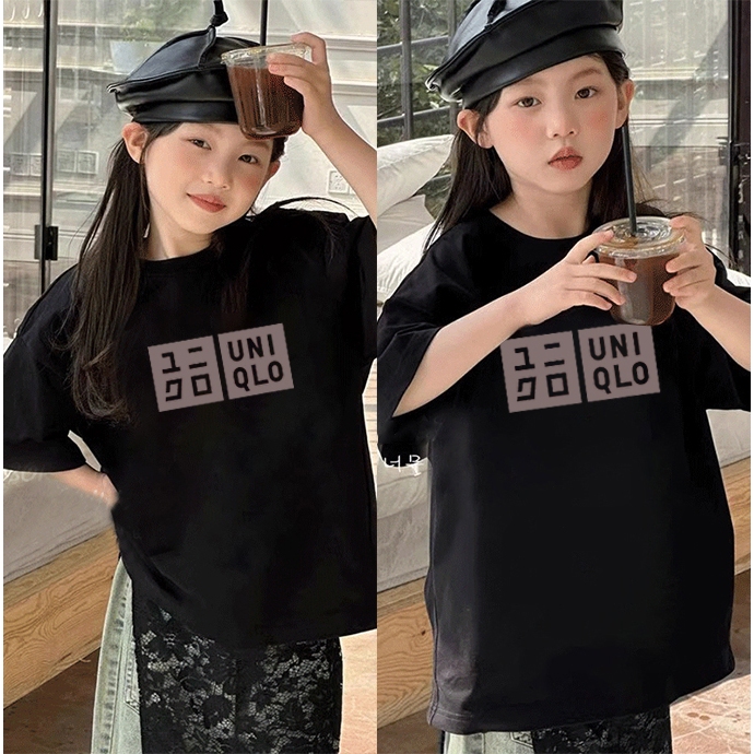 Kaos anak|cewek 10 tahun import|2-12 Tahun|kaos Cetakan UNIQLO yang lucu|korea style premium baju at