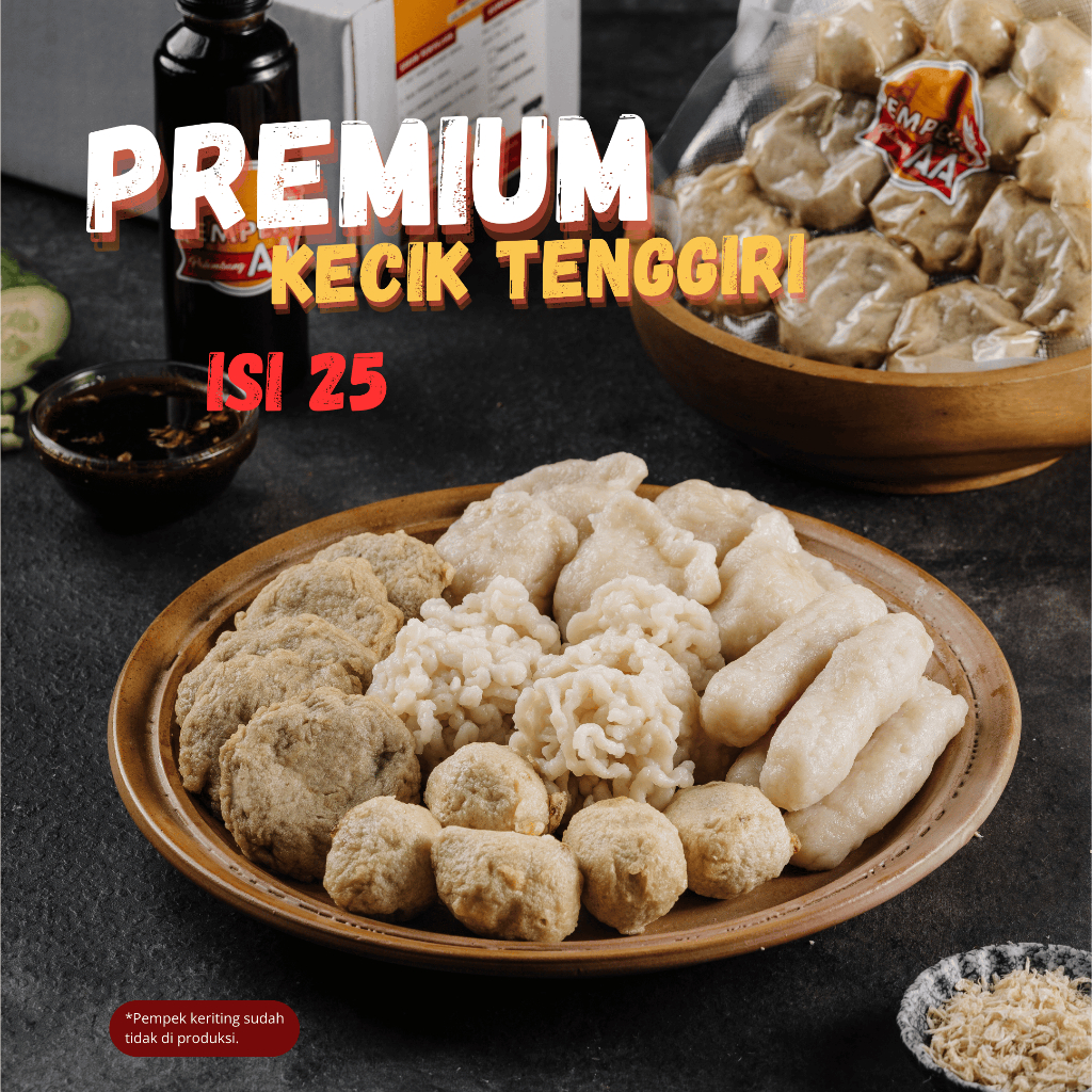 

Pempek AA - PREMIUM Paket Kecik Ikan Tenggiri 25 Pcs + Cuko Pempek Palembang Asli / Empek Empek Palembang