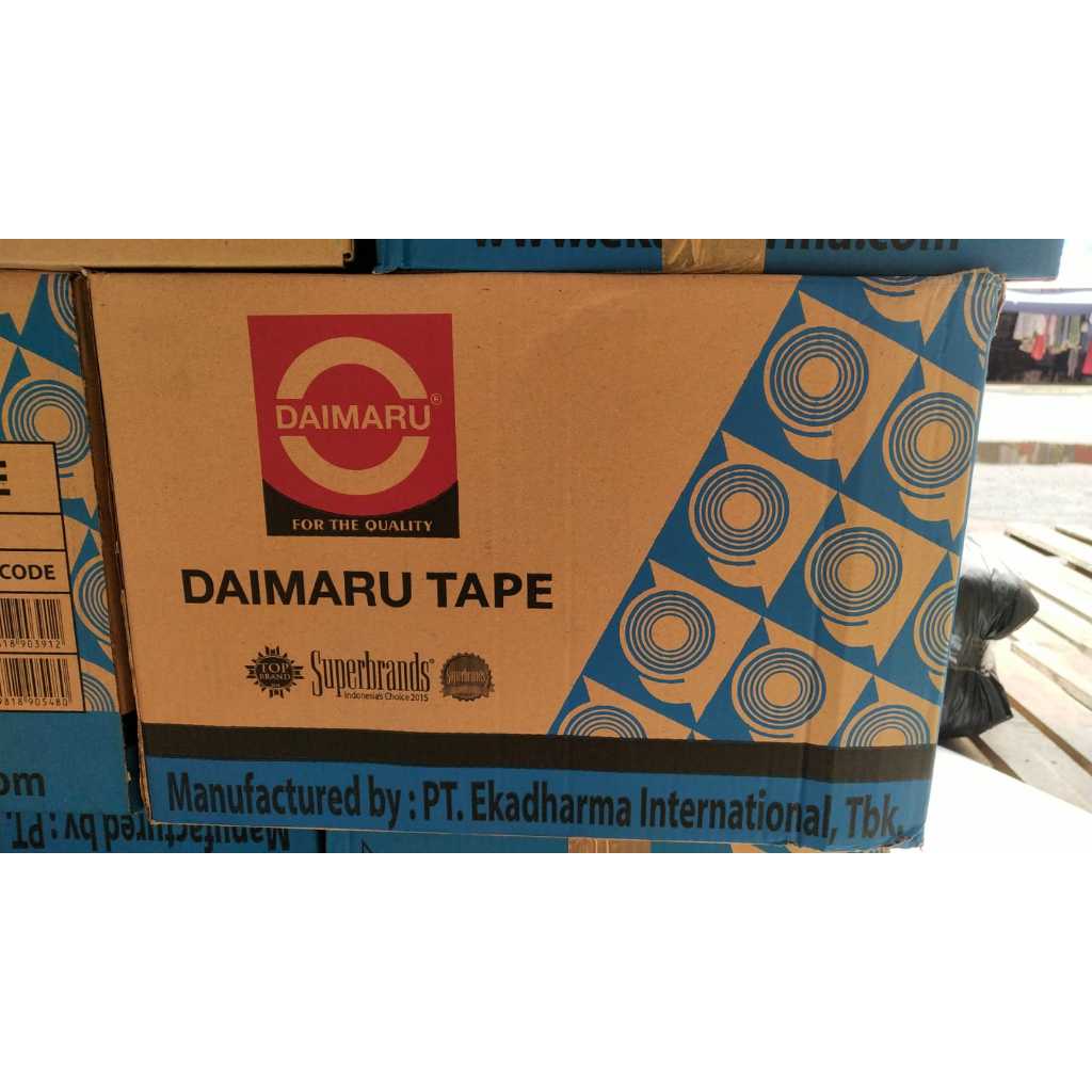 

1 KARDUS - LAKBAN COKLAT DAN BENING MERK DAIMARU REAL 90 YARD (Isi 72 Rolls/12 Gulung)