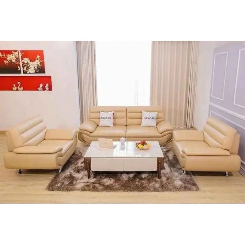 sofa kulit premium set 3+2+1 sofa mewah untuk ruang tamu elegant