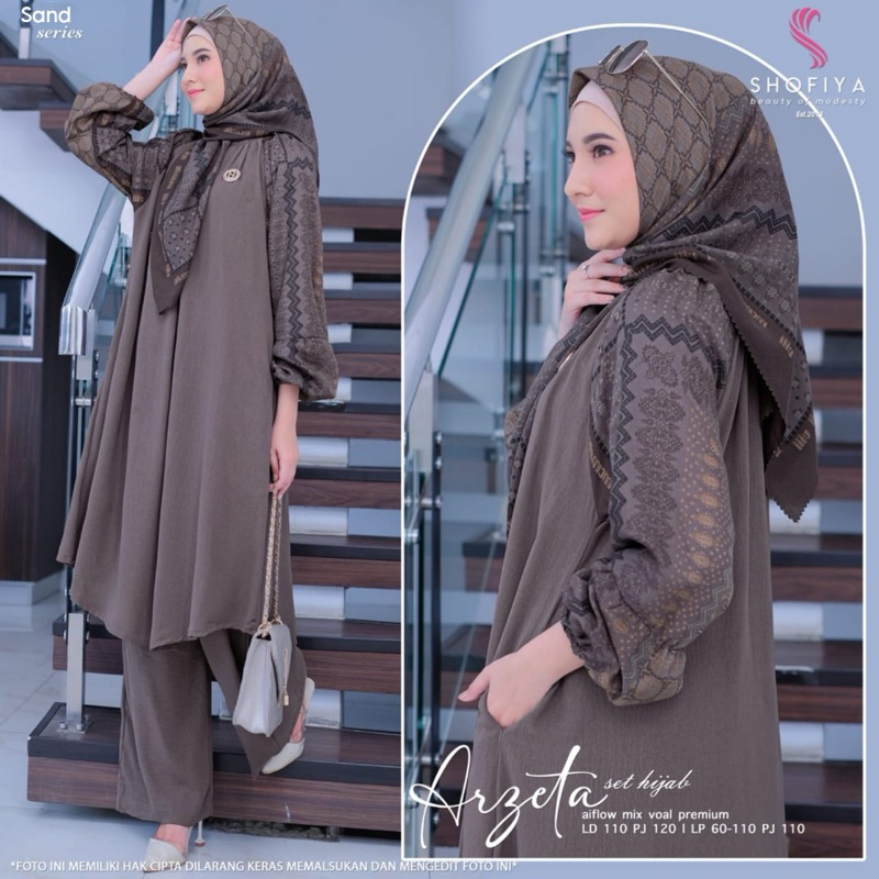 [VICAN] TERBARU ARZETA SET HIJAB (3 IN 1) SETELAN CELANA TUNIK MIDI DRESS GAMIS RAYON WANITA FASHION