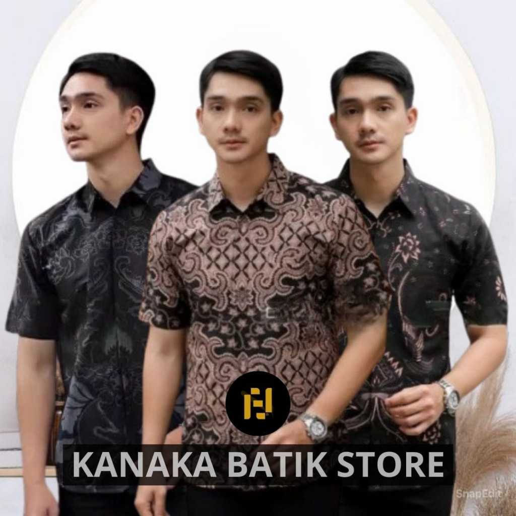 Atasan Batik Pria Lengan Pendek Premium Bahan Halus - Kemeja Batik Lengan Pendek