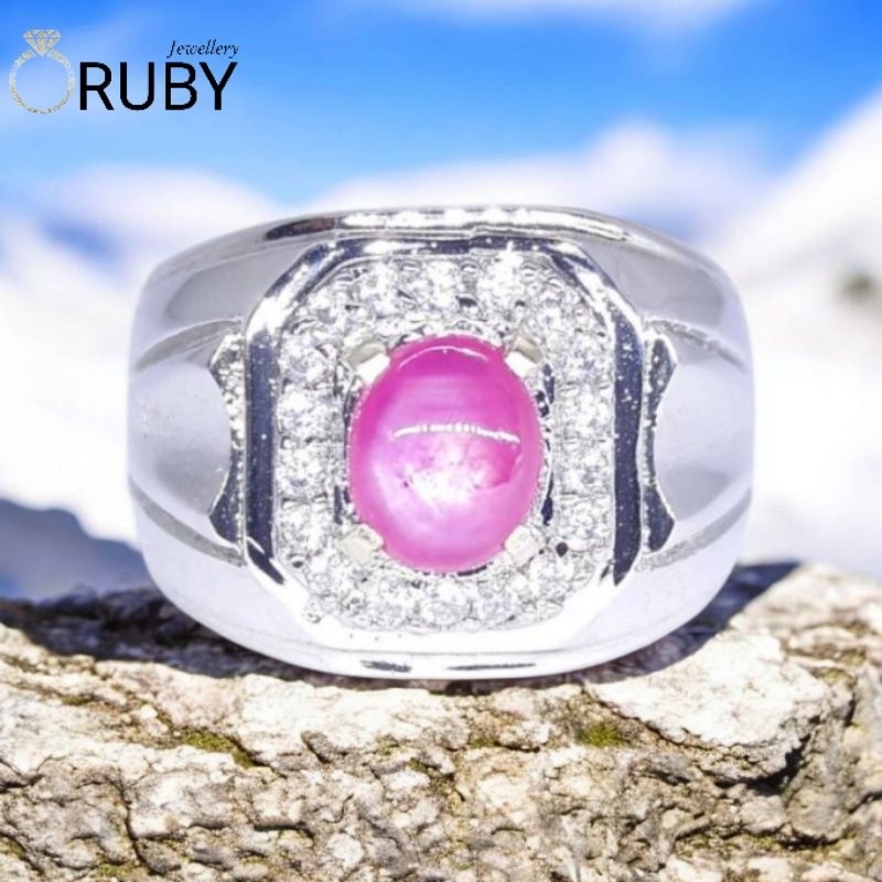 Cincin Batu Permata Natural Star Ruby Corundum Kantoran