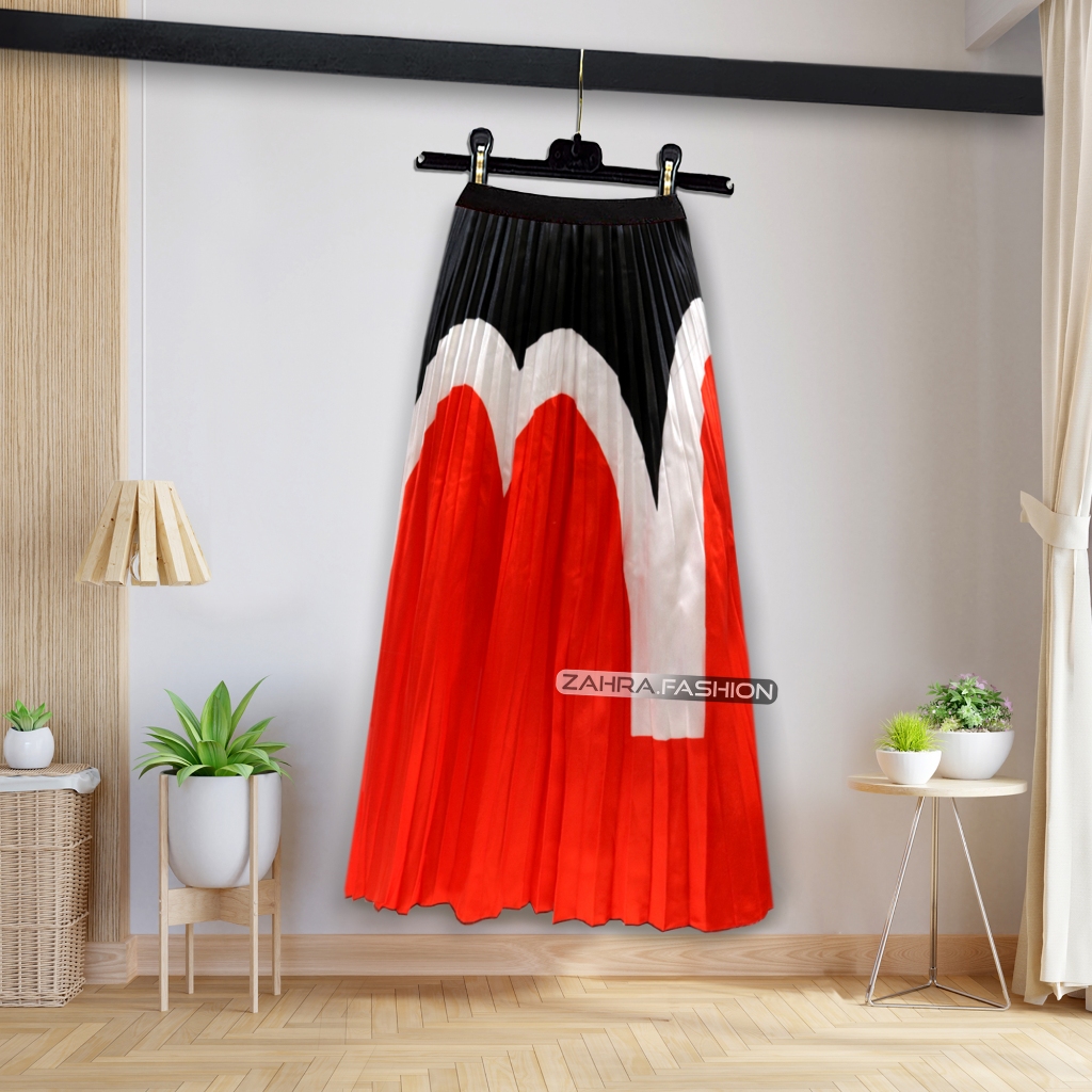 Rok Plisket 7/8 Import Premium Motif Kekinian Terbaru Murah Bahan Satin Gaya Korea High Quality