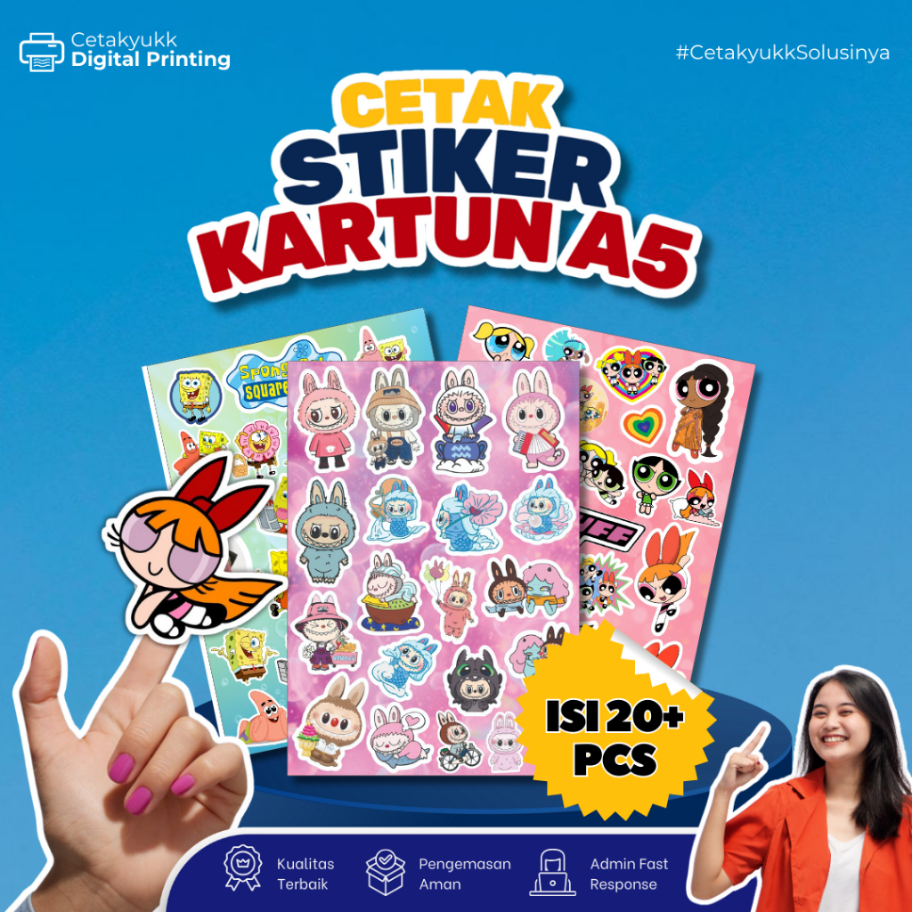 

Sticker Kartun Labubu Power Puff Girls Spongebob Bahan Vynil Waterproof Sticker Laptop Thumbler Case Handphone Helm