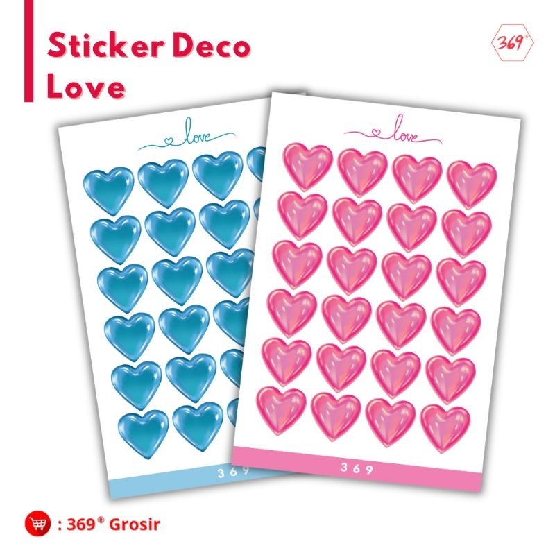 

369 - Sticker DECO Heart Shape Blue / Pink Sticker Dekorasi Fancy
