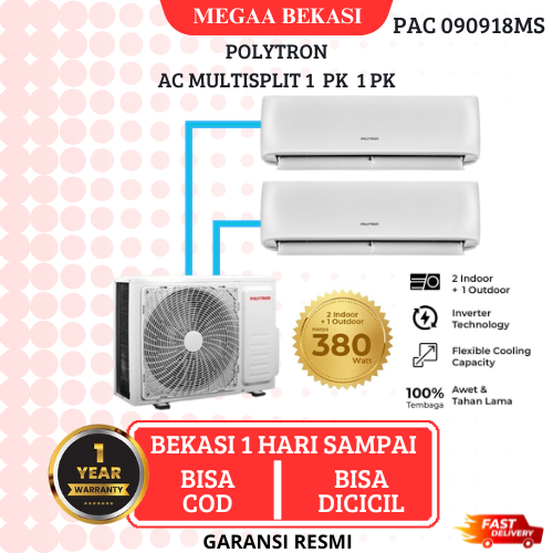 POLYTRON MULTI SPLIT AC 1 PK 1 PK DAN OUTDOOR 2 PK PAC 090918MS INVERTER GARANSI RESMI