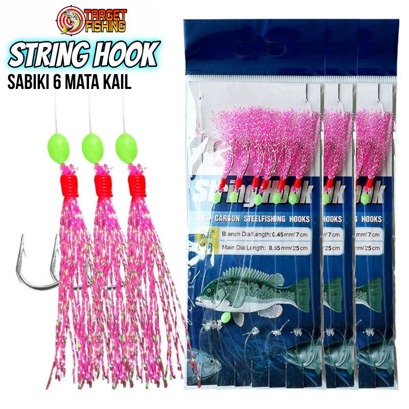 Sabiki Pancing Kotrekan 6 Mata Kail STRING HOOK - Rangkaian Pancing Kotrekan