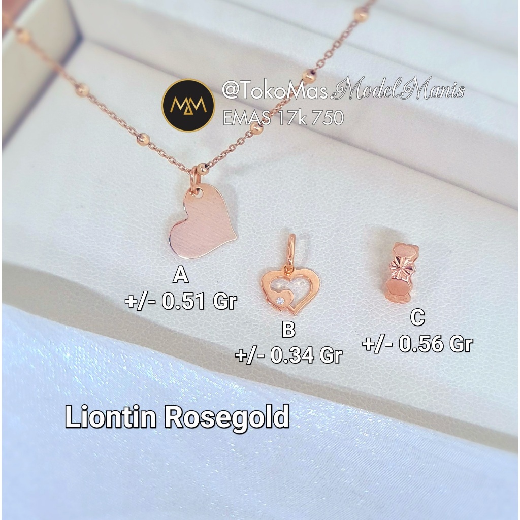 Liontin Love Ring Variasi Mini Rosegold 750 kadar 17k
