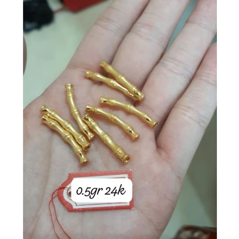 Charm Emas Asli Bambu Tulang 24K Hongkong 999%