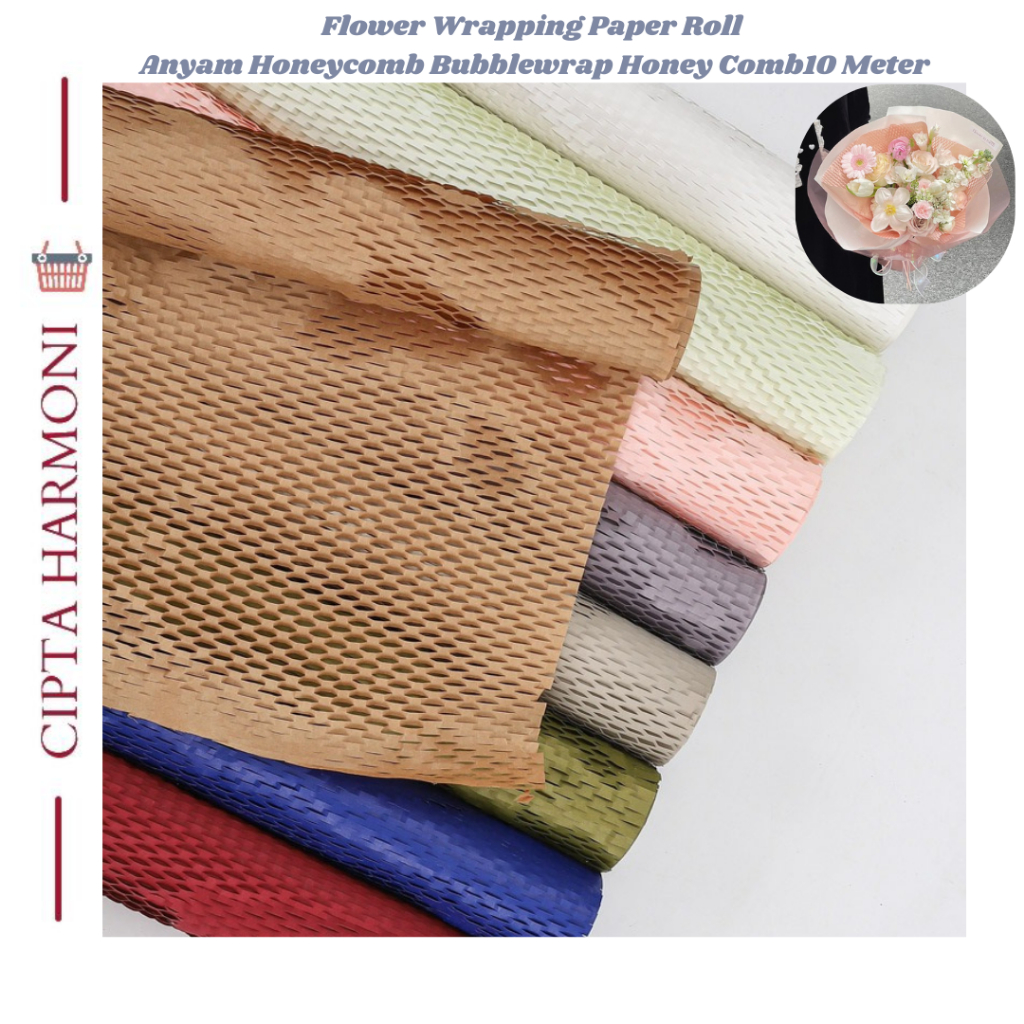 

Kertas Buket Bunga Anyam Honeycomb Bubblewrap Honey Comb Wrap Mesh10 Meter Roll Flower Wraping KBR01