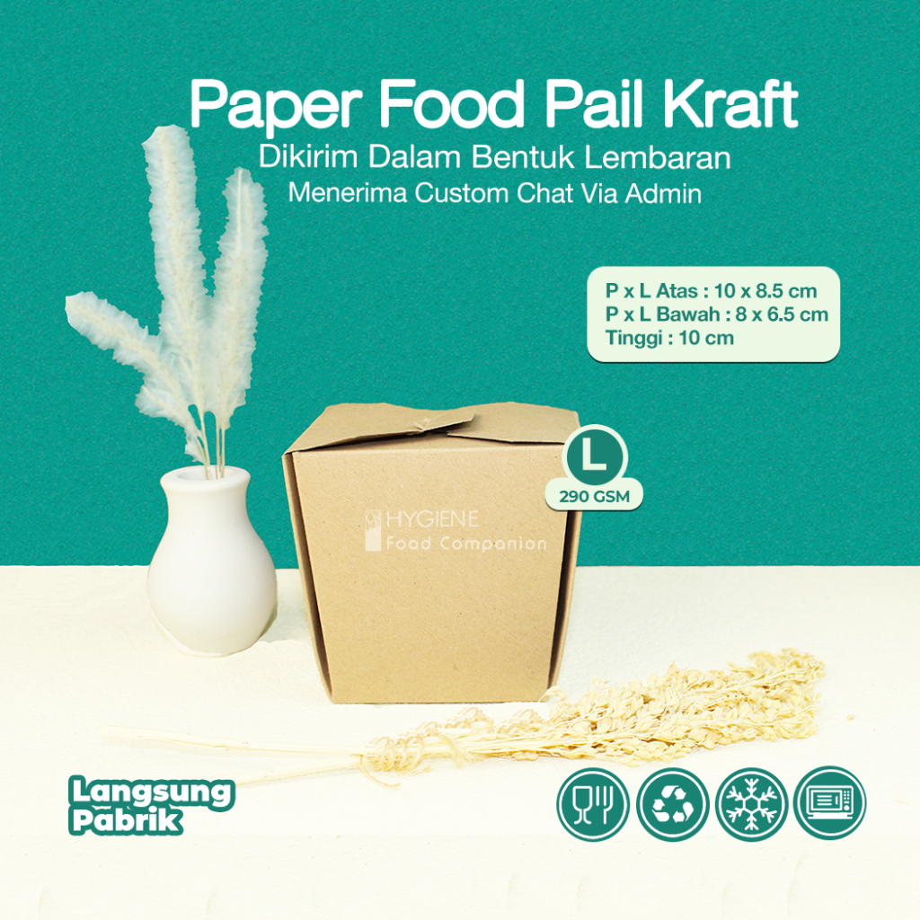 RICE BOX PAPER - PAPER FOOD PAIL KRAFT LARGE - PAPER FOOD PAIL FOOD GRADE