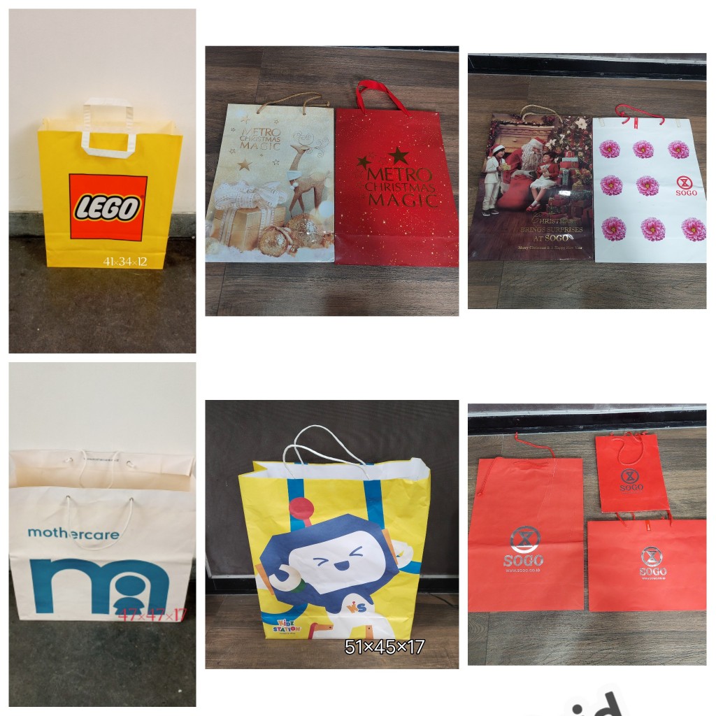 

TAS PB J - PAPER BAG TAS BELANJA SHOPPING BAG TAS KADO GOODIE BAG LEGO MOTHERCARE KIDS STATION METRO SOGO CENTRAL SEIBU SHERATON HOTEL