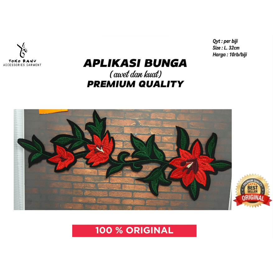 aplikasi bordir bunga _ renda aplikasi - aksesoris baju - aksesoris baju bordir - motif bunga ( harg