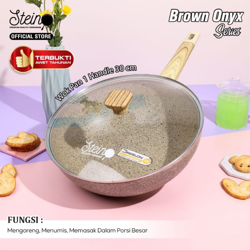 STEIN Onyx Wok Pan 30cm panci penggorengan lapisan coating Granite Anti Lengket