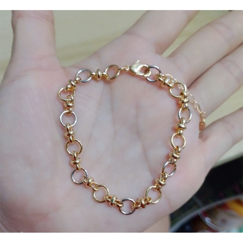 Xuping premium New gelang rantai bulat kombinasi anti karat(aslinya seperti emas asli)