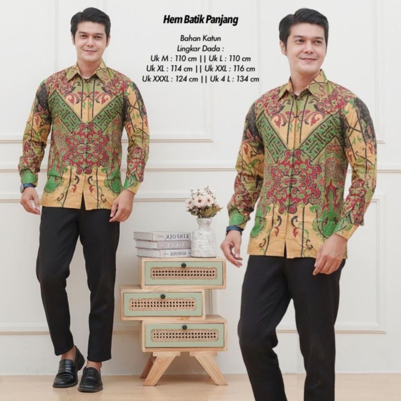 KEMEJA BATIK LENGAN PANJANG KATUN HALUS / KEMEJA BATIK PRIA / HEM PANJANG LAKI