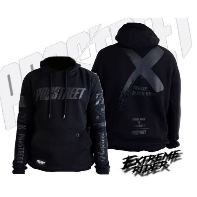 Jaket Hoodie Prostreet Xtreem Rider / Hoodie Prostreet Black Edition / Sweater Hoodie Pria Prostreet
