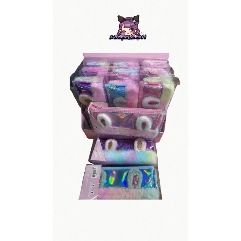 

Pensil Case rainbow bulu mix holo