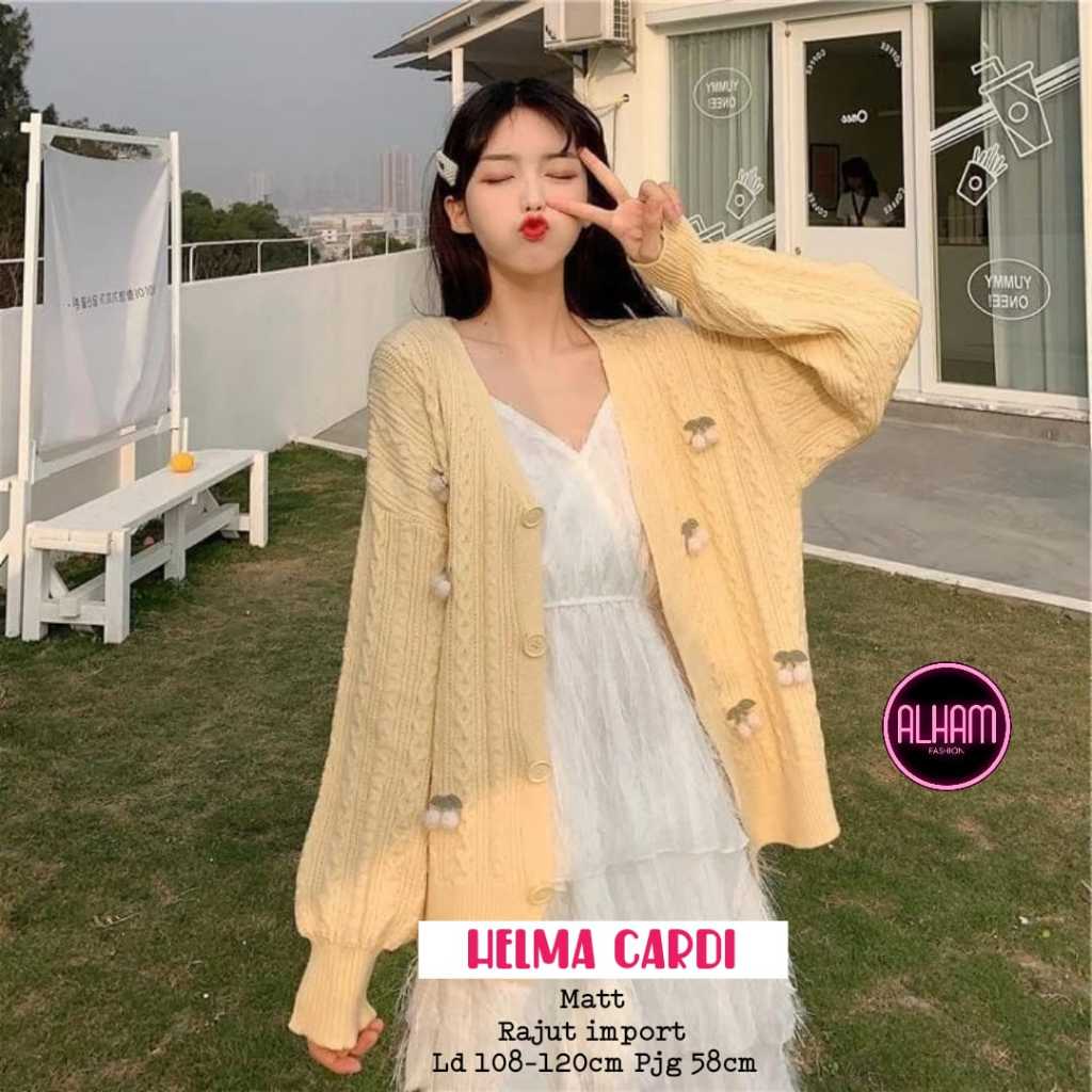 Helma Outer Cardigan Rajut Import Ld 108-120cm Lengan Panjang Korean Style