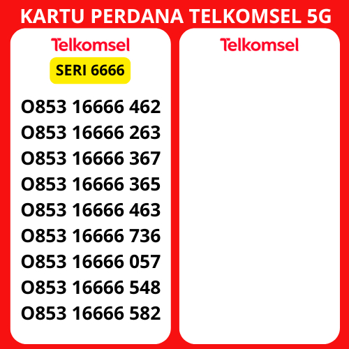 Nomor Cantik Telkomsel As - Nomer Cantik Kartu As Jaringan 4G/5G Kwartet 6666