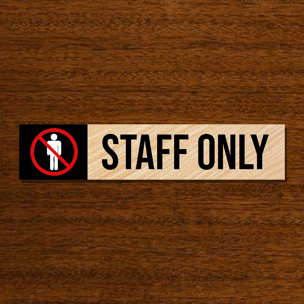 

Staff only sign board papan MDF ukuran 30x6cm
