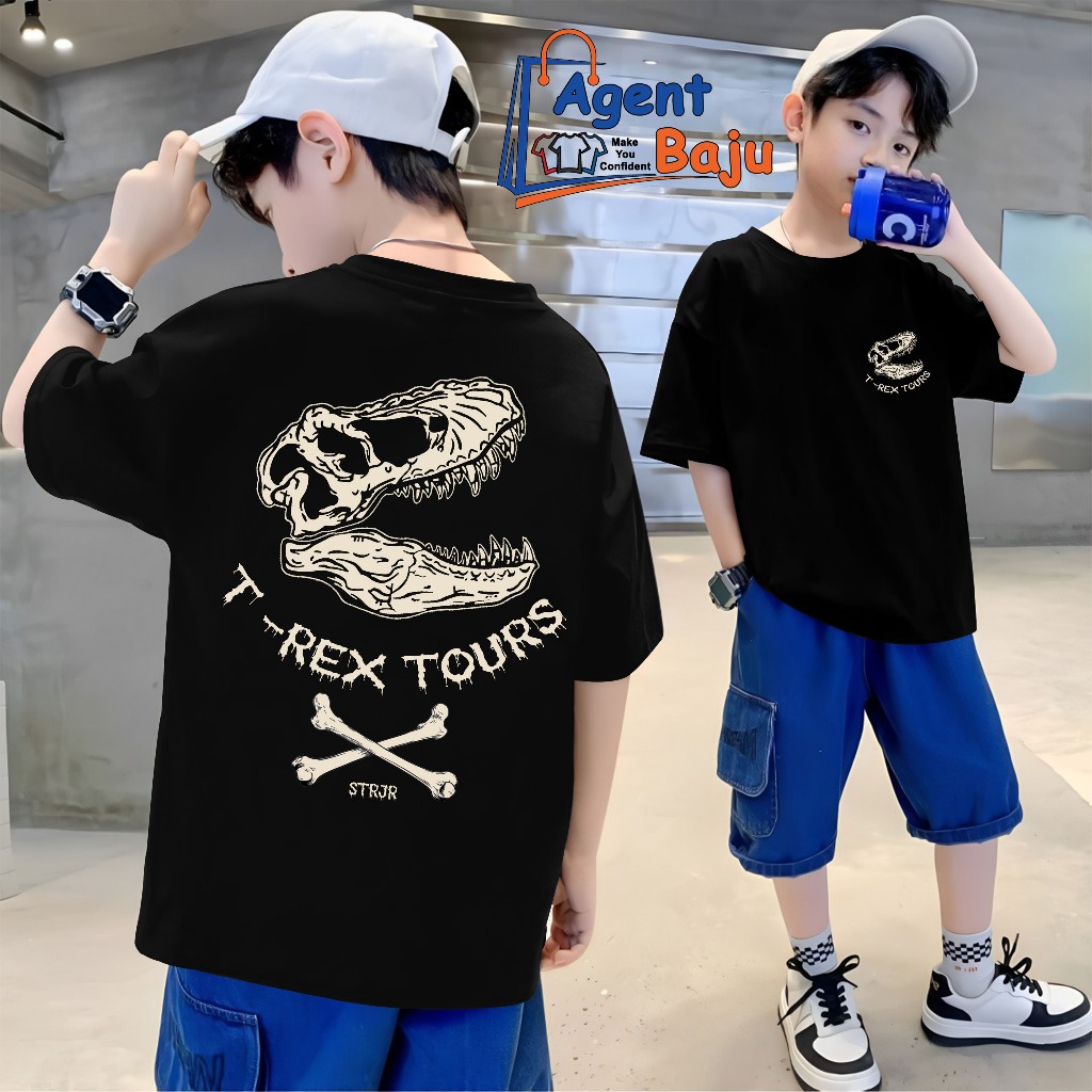 AM27 Kaos anak cowok GOJO THUNDER, IT'S ALL GOOD, NY, MARSHMELLOW, DOSM depan/belakang