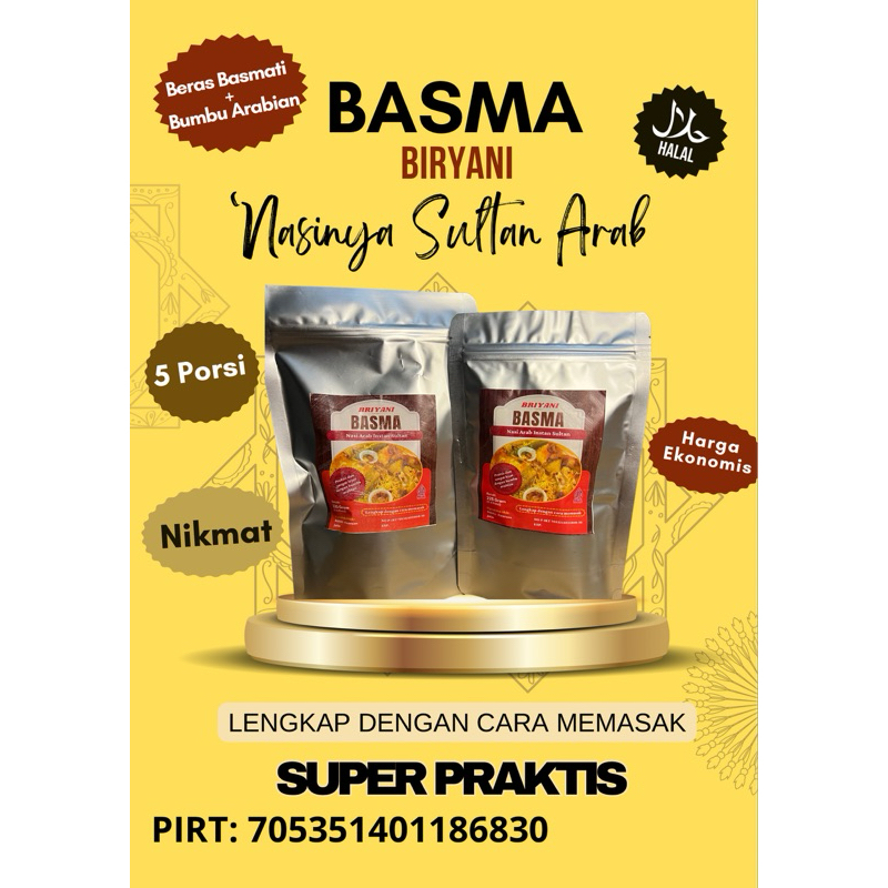 

Basma varian Nasi Briyani Instan 225 gram dan 335 gram Bumbu Rempah Berkualitas Porsi Sedang