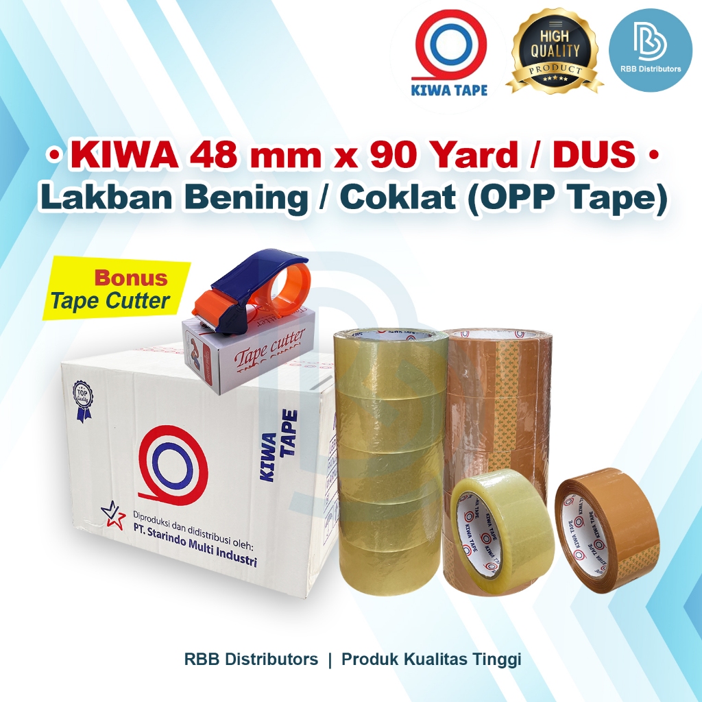 

Lakban Bening / Coklat Kiwa 48mm x 90 Yard Full Tebal Termurah 1 DUS