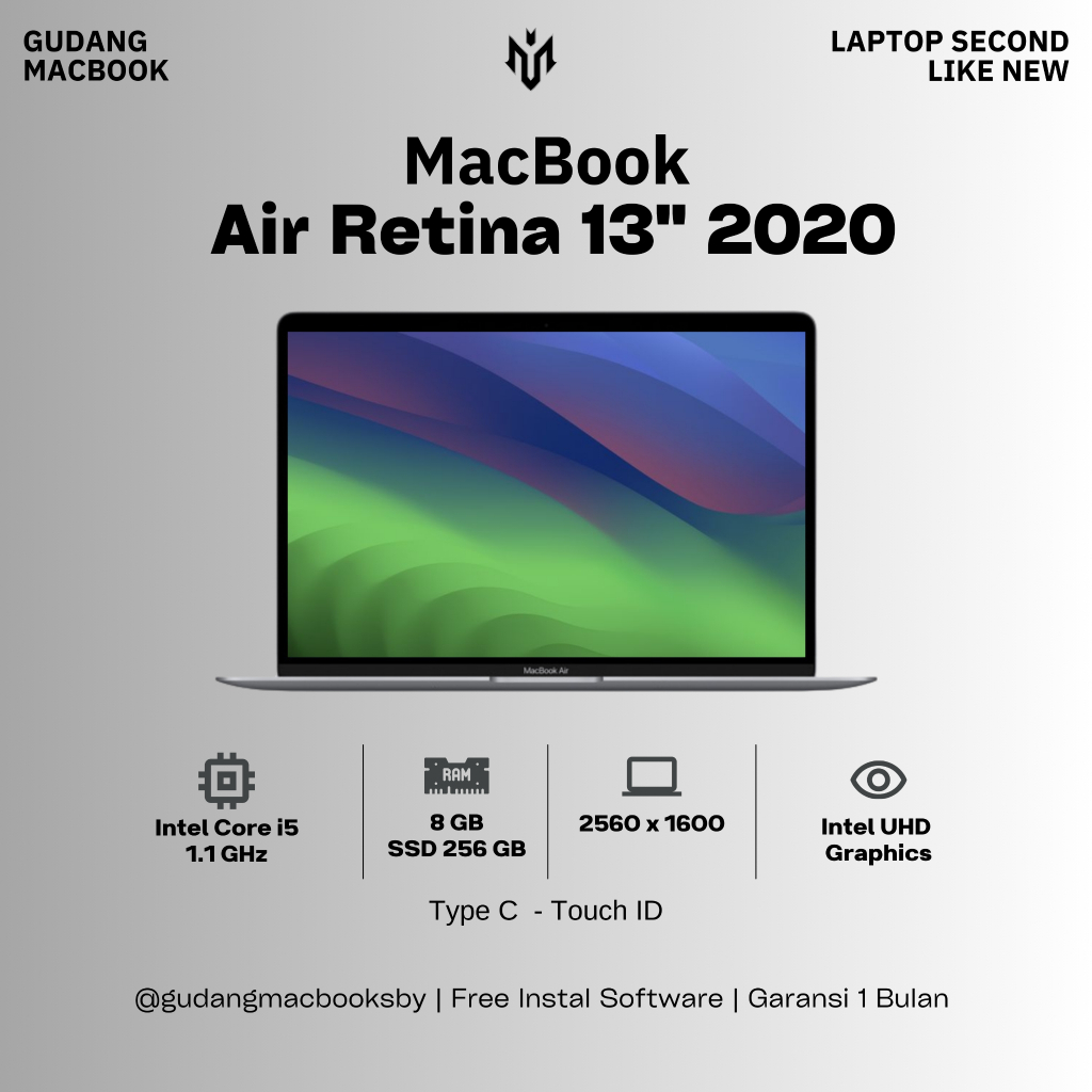Macbook Air Retina 2020 13inch Core i5 i7 8/256GB 16/512GB Original Bergaransi
