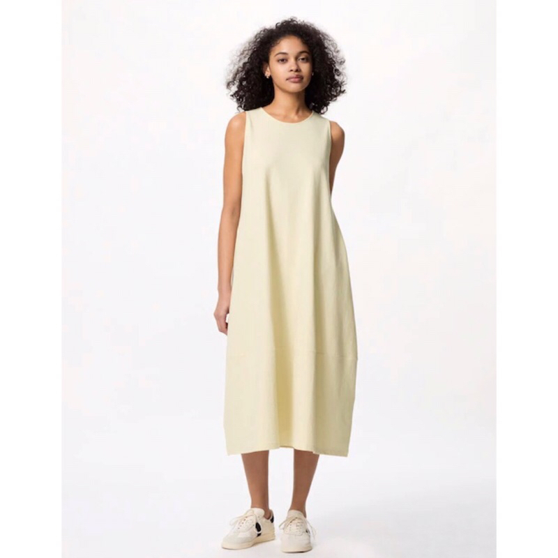 UNIQLO Women Balloon Dress Gaun Balon Jersey Wanita Tanpa Lengan