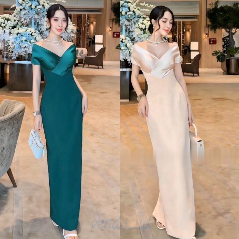 dress sabrina polos simple sister photoshoot europe paris gaun pesta wedding party outdoor event pre