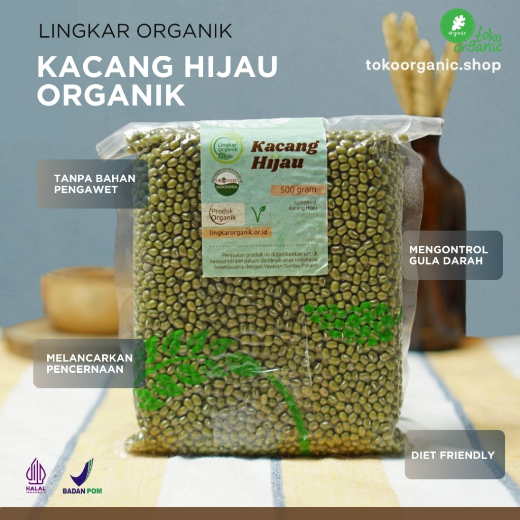 

Lingkar Organic Kacang Hijau (500gr) Mungbean Organic, Kacang Hijau Asli, Kacang Hijau Premium Organik, Kacang Hijau Organik