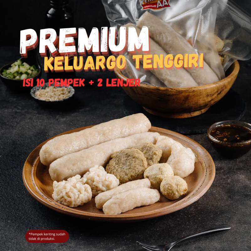 

Pempek AA - PREMIUM Paket Keluargo Ikan Tenggiri 10 Pempek Kecil, 2 Lenjer Besar + Cuko Pempek Palembang Asli / Empek Empek Palembang