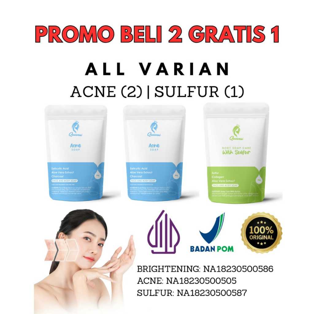 QUEENSI SOAP BELI 2 ACNE GRATIS 1 SULFUR