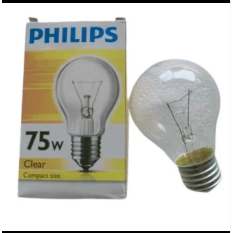 lampu pijar clear 75watt Philips