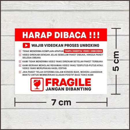 

ghg Label Sticker FRAGILE Wajib Video Unboxing Stiker Perhatian OnShop 70x30 Isi 1 Pcs