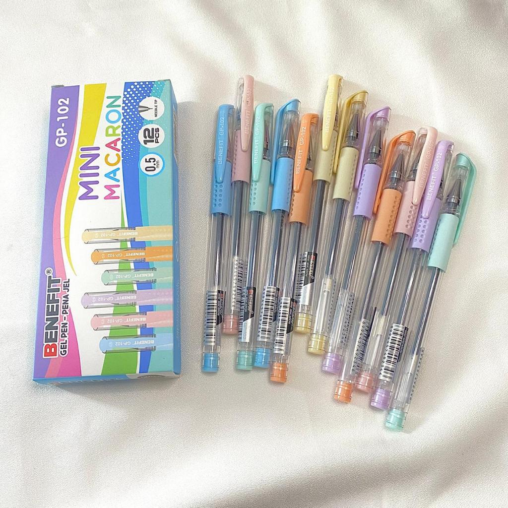 

1 Box isi 12 Pulpen Tinta Hitam 0,5mm Model Lucu Macaron Gel Pen Pena Jel Mini Macaron Bulpen Grosir