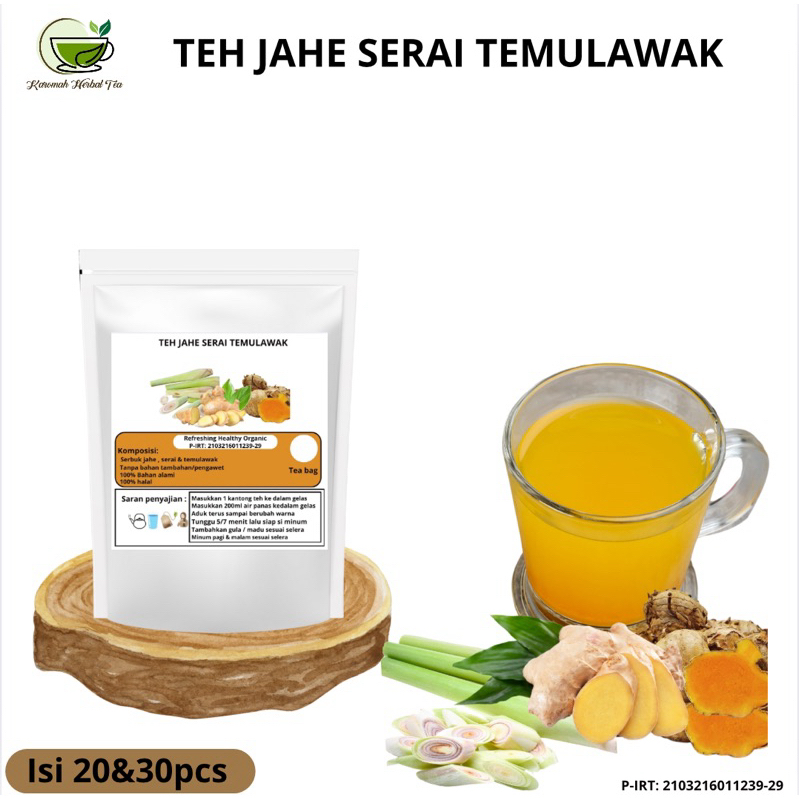 

TEH JAHE SERAI TEMULAWAK |Teh celup |Ginger|Curcuma| Lemongrass (isi 20&30pcs)
