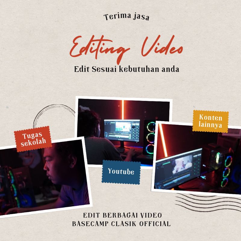 Jasa edit video youtube/reel/dokumentasi/tugas/kuliah dan lainnya