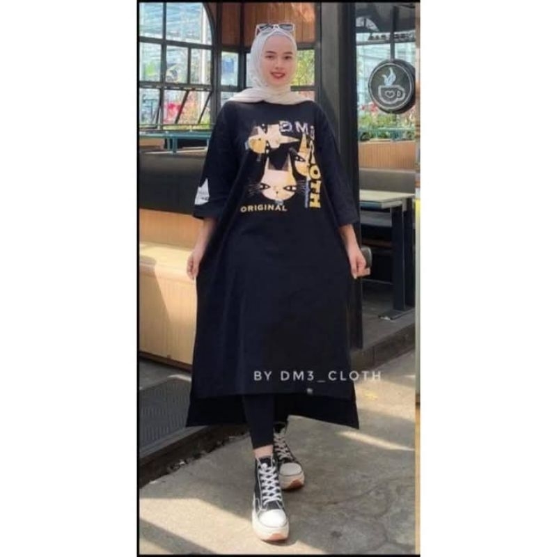 LONG TUNIK DM3 CLOTH // TUNIK FULL KAOS BELAH OVERSIZE ORIGINAL
