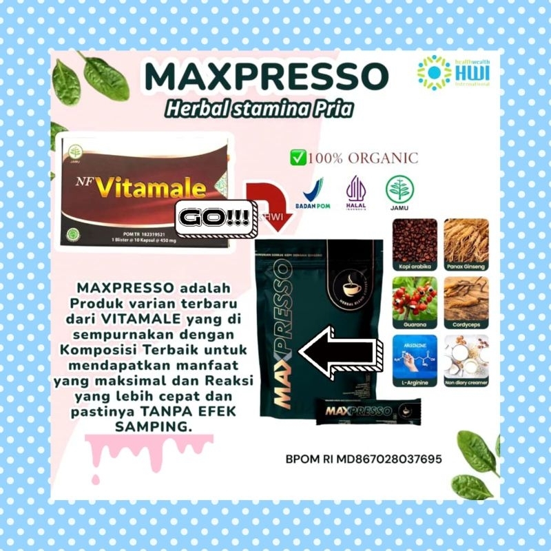 

MAXPRESSO ASLI ORIGINAL HWI ISI 5 SACHET KOPI AJAIB PASUTRI